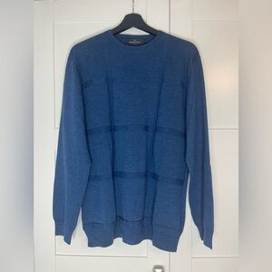 Bugatchi Merino Wool Men's Crewneck Sweater in Deep Blue Size L Worn once